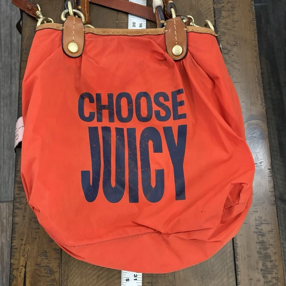 Juicy Couture Y2K Multicolor Blue Leather Straps Tote Hobo Overnight Bag